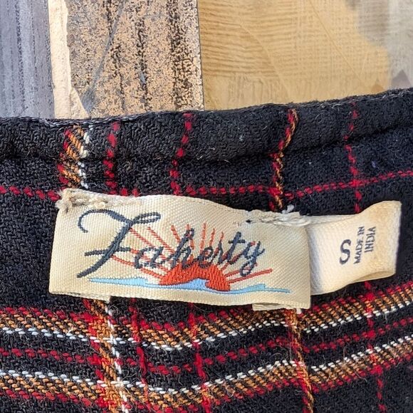 Faherty Yosepha Harper Red Plaid Ruffle Top Small Boho Flowy Holiday Rustic - Picture 5 of 7